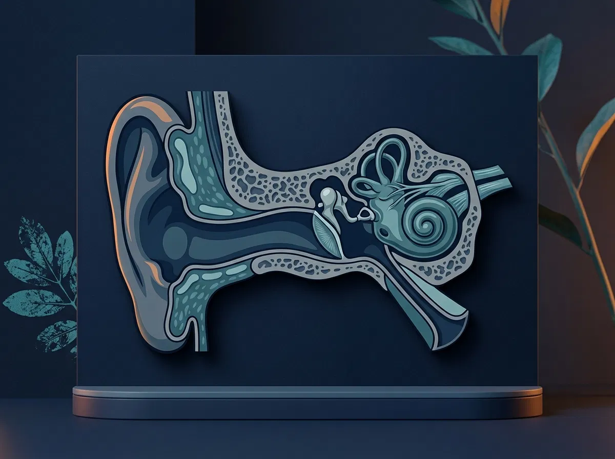Illustratie van ooranatomie - zenuwstelsel en gehoorcomfort